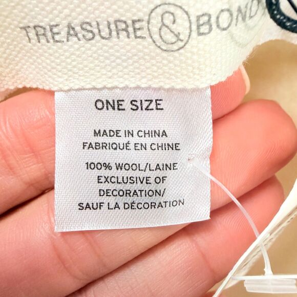 NWT Treasure And Bond Fedora Ivory 100% Wool Wide Brim Frayed Ribbon - Picture 6 of 8